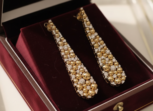 Dangle Bangle 8 Inches Diamond & Pearl Earrings